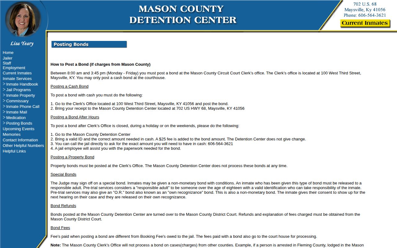 Mason County arrest bond processing instructions