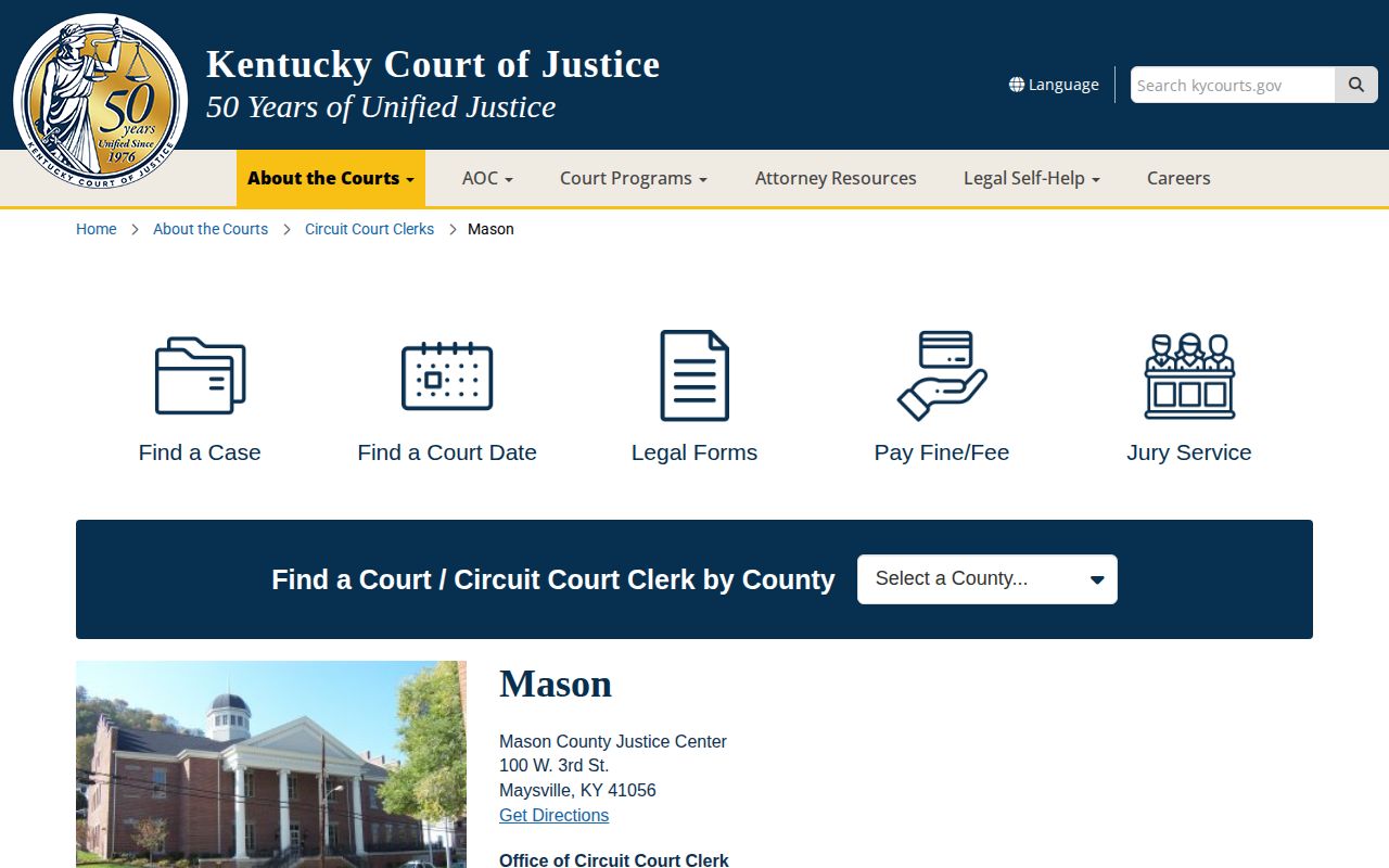 Mason County arrest court records and clerk information